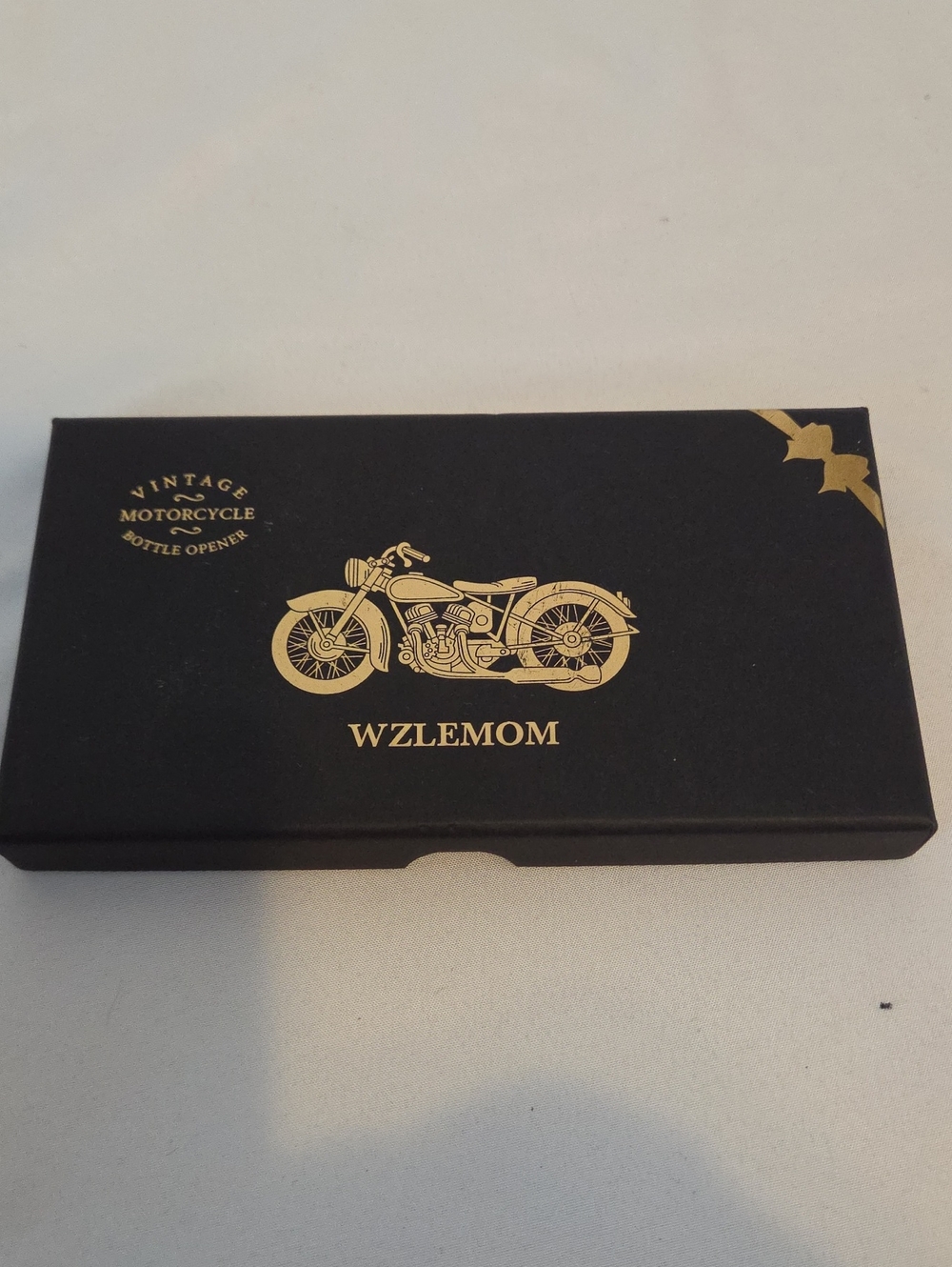 Black & Gold Vintage Motorcycle Bottle Opener Gift Box